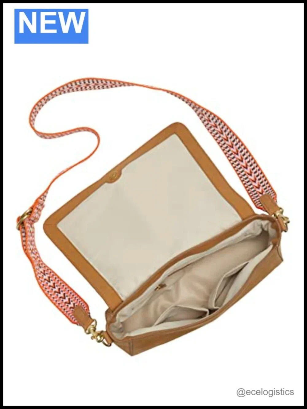 Lucky Brand Mara Leather Crossbody Bag Flap Closure Saddle Purse
